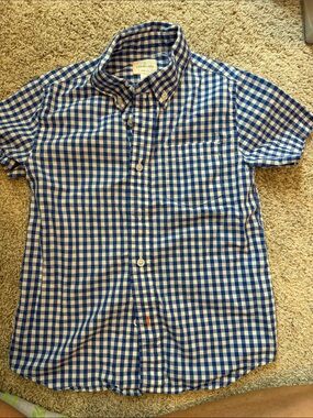 Crewcuts Royal Blue and White Gingham Short-Sleeve Button-Down Shirt
